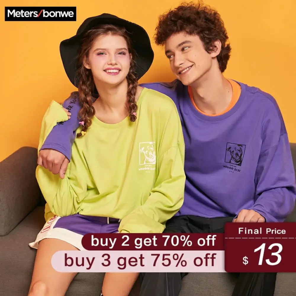 

Metersbonwe Sweatshirt For Couples Men Women Casual printing O-Neck Sweatshirt 2020 Spring New women Oversize pullover Tops