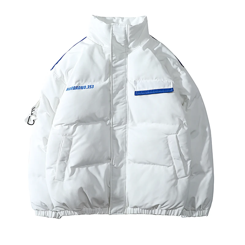 New Style White Couple's Cotton-Padded Coat Men's and Women's Loose Trendy Cotton-Padded Coat Hooded Coat Winter Hong Kong