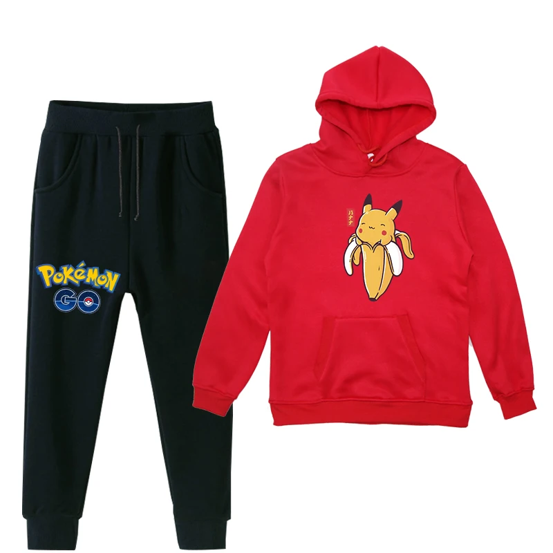 Pokachu тонких листов kawai iToddler костюм для мальчиков, девочек осень-зима Толстовка Повседневное брюки детские, для малышей теплый спортивный комплект для малышей Детская одежда Комплекты - Цвет: 20