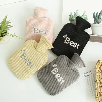 

Simple Solid Color Plush Couple Explosion-proof Hot Water Bottle Water Injection Silicone Irrigation Mobile Student Hand Warmers