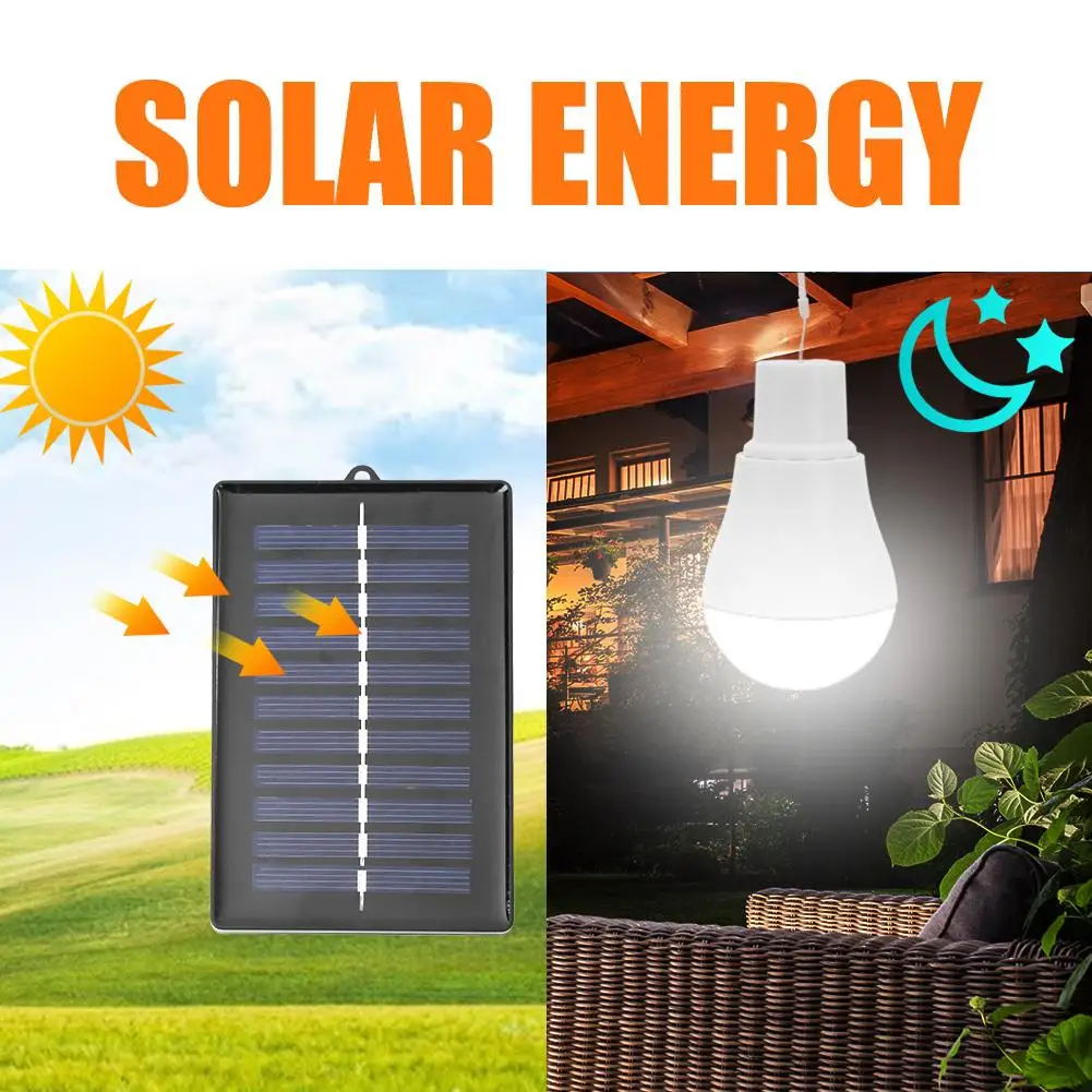 Ampoule solaire portable rechargeable avec capteur de lumière LED Télécommande  avec variateur d'intensité Panneau solaire Chargeur USB pour le camping