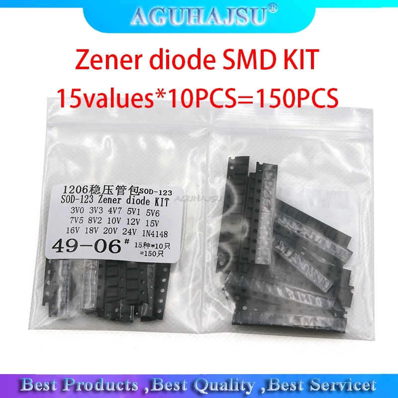 15 значений * 10 шт = 150 набор SOD-123 1206 0 5 Вт Зенер диод SMD посылка | Электронные