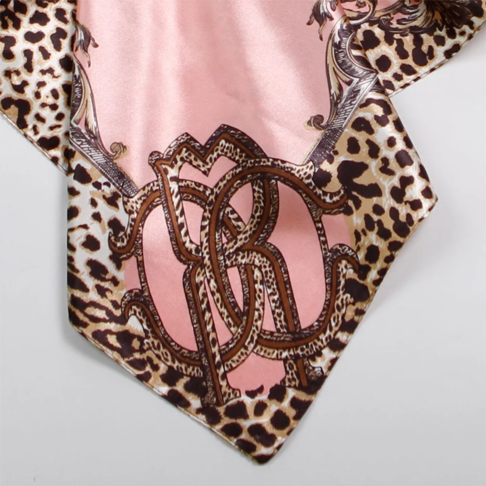 Новые модные шелковые шарфы женские мягкие розовые леопардовые шелковые квадратный атласный платок офисный шикарный головной платок шифон