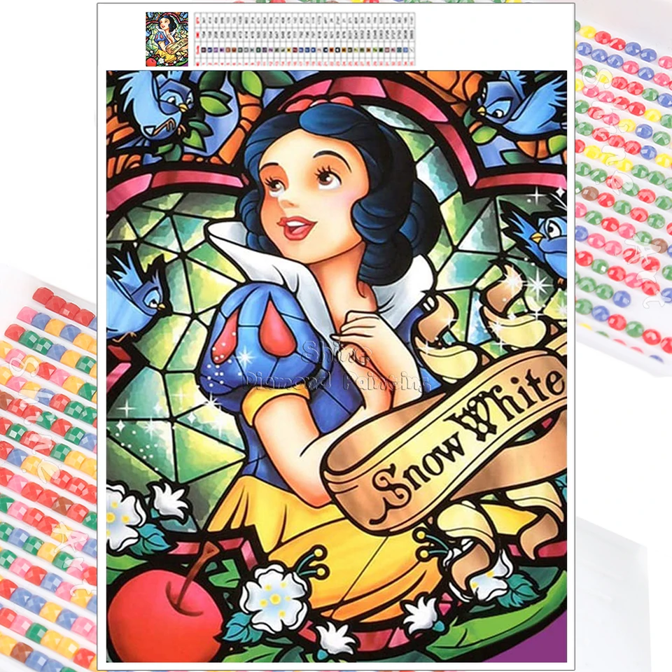 Stained Glass Disney Princess Fairy Dust Diamond Painting Kits Embroidery  Snow White Jasmine Elsa Crosss Stitch Home Decor Gift - AliExpress