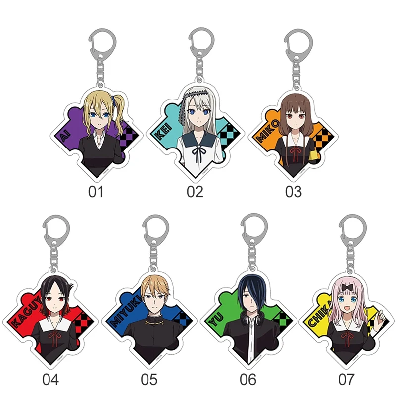 Fashion Anime Kaguya-sama: Love Is War Keychain Fujiwara Chika Shinomiya Kaguya Doubleside Pendant Keyring | Украшения и