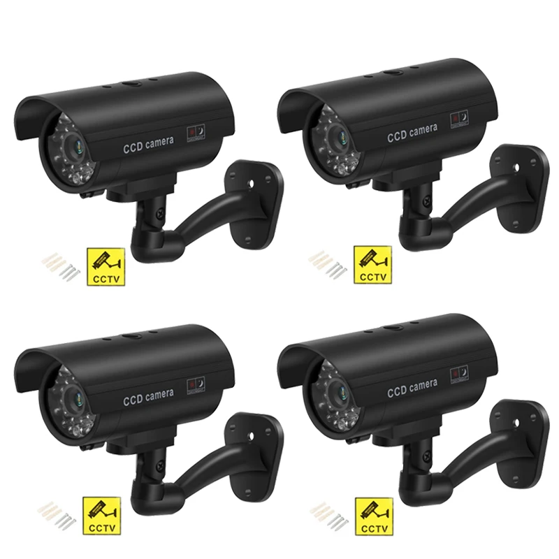 CCTV Factice Fausse Caméra De Sécurité Clignotant Rouge DEL Intérieur//Extérieur Surveillance Cam