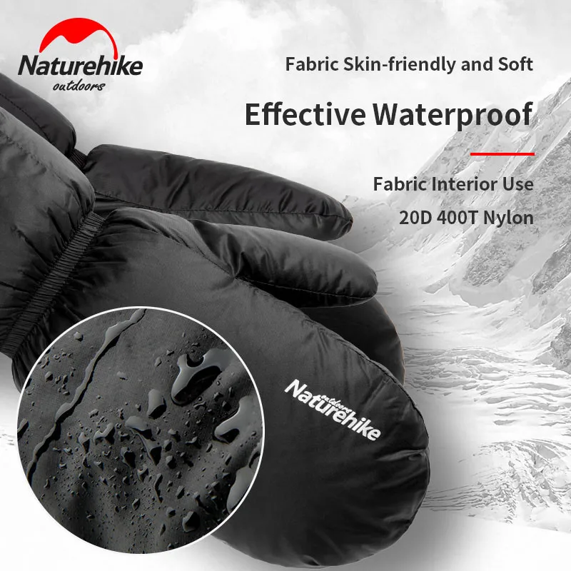 Naturehike новые уличные теплые изоляционные перчатки из гусиного пуха сверхлегкие 50 г походные перчатки для катания на коньках водонепроницаемые перчатки