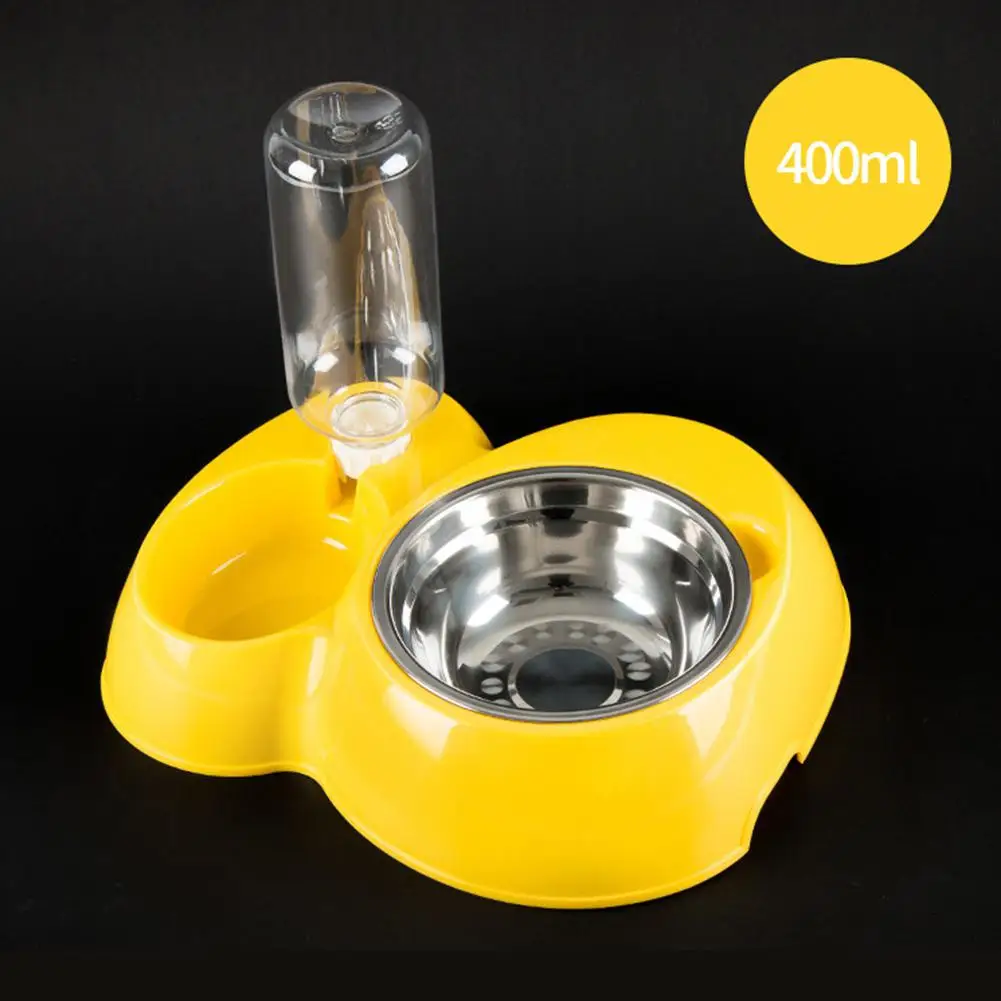 Yellow 400 мл автоматическая кормушка для кошек миска из нержавеющей стали пищевая пластиковая поилка для животных с фонтаном для кошек собак Диспенсер для собак кошек - Цвет: Yellow