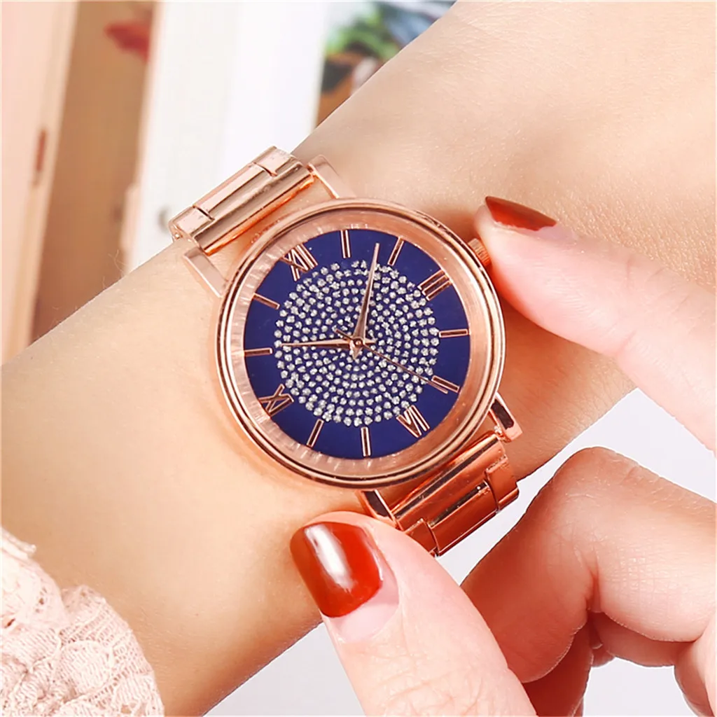 

Timezone # 401 2020 New Fashion Faux Chronograph Plated Classic Geneva Quartz Ladies Watch Women Crystals Wristwatches