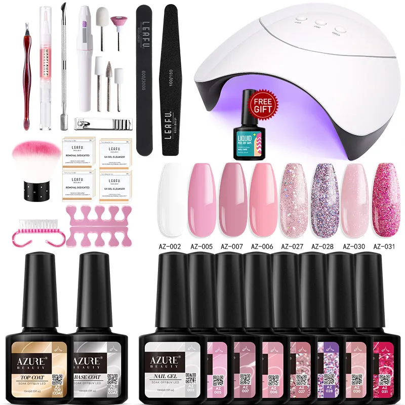 Azure Beauty 24Pcs/Lot Shiny Glitter Nail Art Polish Set DIY Design 36W Smart Sensor Fast Dry Lamp Tools Kits | Красота и здоровье