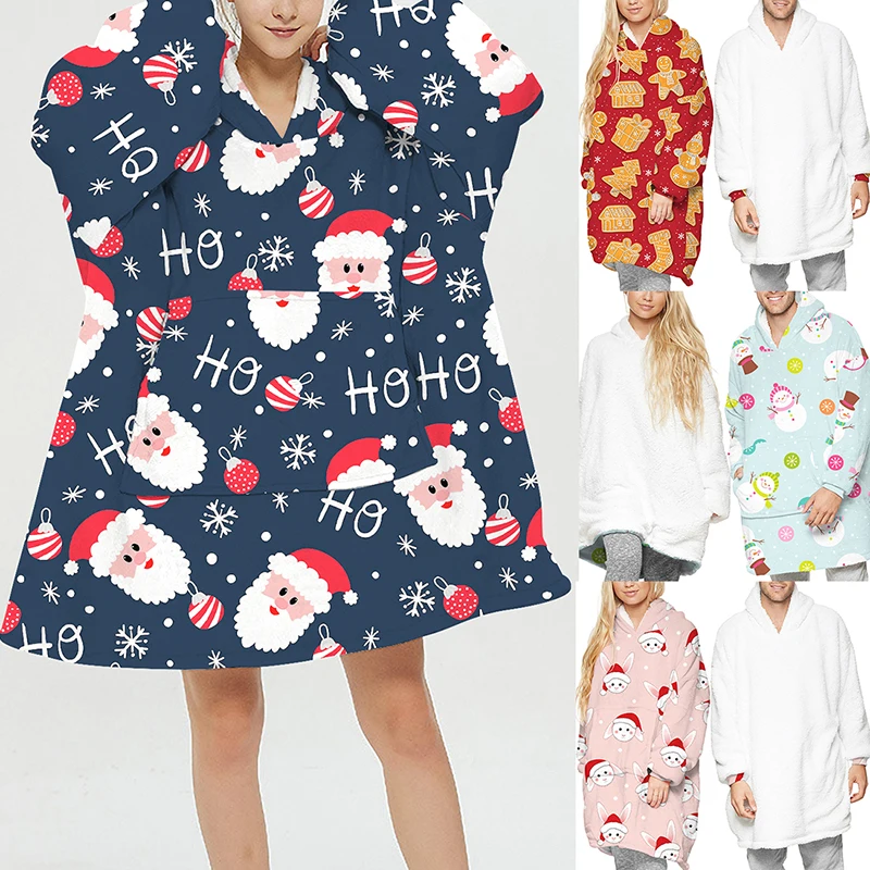 

Hoodie Sweatshirt For Women Men blanket Oversize Hoody Sweatshirt Blanket Coats Comfy Pullover Christmas Warm Homewear unisex