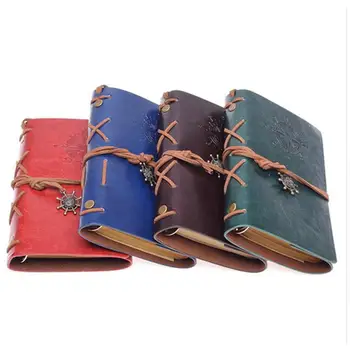 

Retro Spiral Notebook Diary Notepad Vintage Pirate Anchors PU Leather Note Book For Traveler Journal