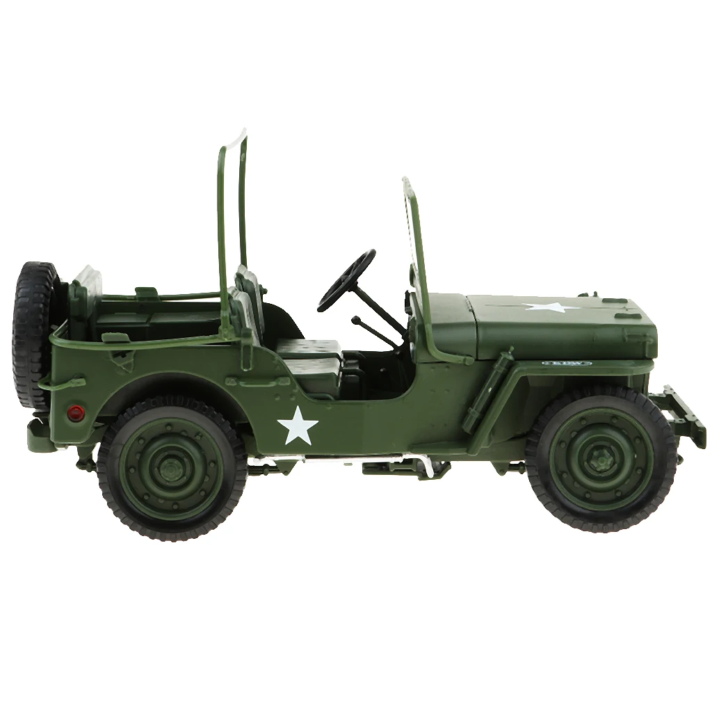 1/18 Alloy Diecast Model Willys Jeep Military US Army Vehicle Toys Collection for kids