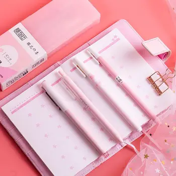 

4pcs/set Sakura Flower Gel Pen Box Mint Green Pink Ink Cute Pens 0.5mm Black Office Girls Stationery School Gift R3Q9