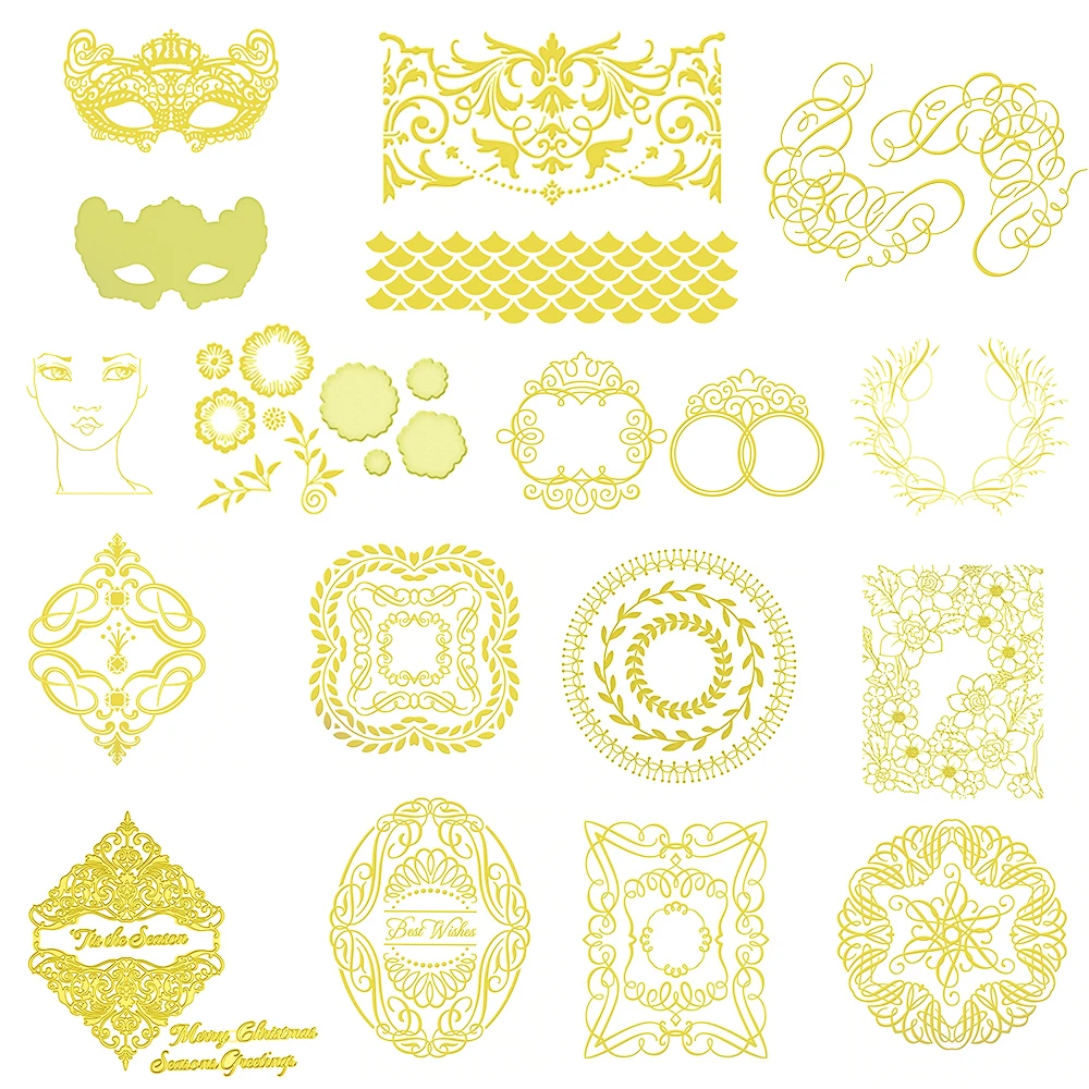 

Mask Human face Flower Frame Silver Hot Foil Plate Metal Cutting Dies Stencils for DIY Scrapbooking Decor Embossing Paper Crafts