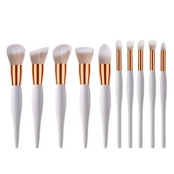 

10 PCS Blending White Wooden Cosmetic Makeup Blush Brush Foundation Powder Eyeshadow Makeup Brush Sets Tools