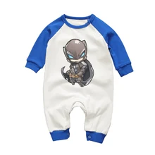 Зимние теплые комбинезоны для маленьких мальчиков с рисунком Бэтмена; комбинезоны с длинными рукавами для новорожденных; хлопковые пижамы для малышей; брендовая одежда