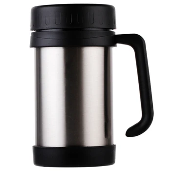 

500Ml/17Oz Thermo Mug Stainless Steel Vacuum Flasks With Handle Thermo Cup Office Thermoses For Tea Insulated Cup Black+Silver+S