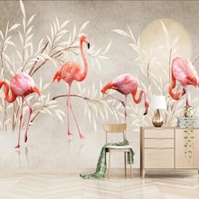 Пользовательские 3D обои красивые художественные Фламинго HD живопись ТВ фон декоративная картина на стену живопись