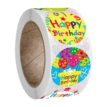 

500pcs 1inch For Cards Envelope Photo Albums Self Adhesive Happy Birthday Labels Round Roll Sealing Stickers Paper DIY Craft