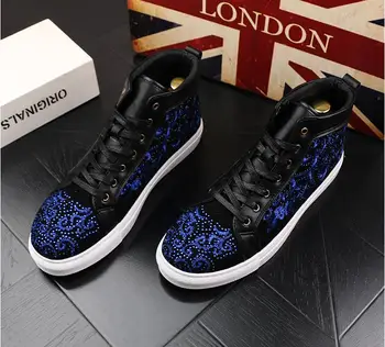 

New men's embroidered casual shoes Korean fashion youth wild high-top shoes autumn men's shoes