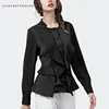 Fashion Women Square Neck Shirt Ruffles Long Sleeve Peplum Top Elegant Slim Solid Color 2020 Spring New Ladies Office Blouses 3