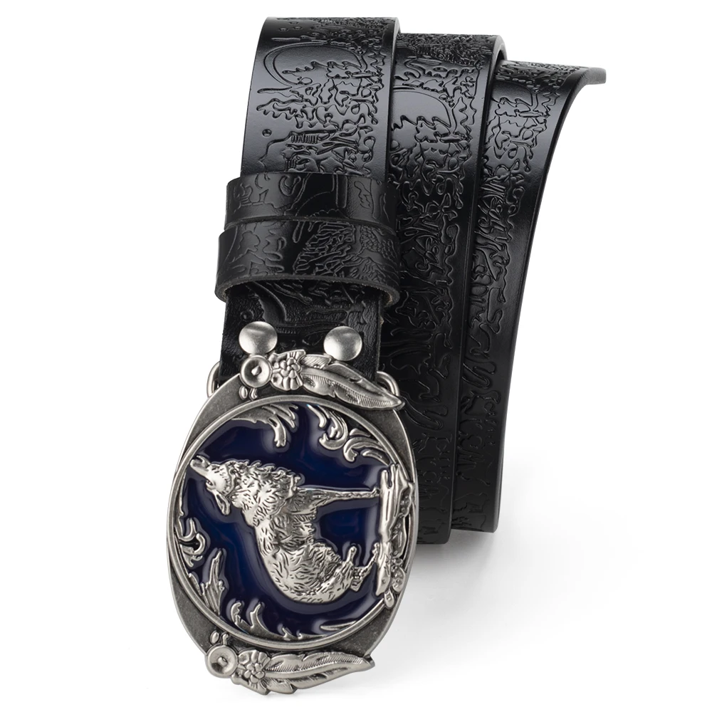 Silver Wolf Bucklt Herrengürtel mit Prägung, dekorativ – Detail 7