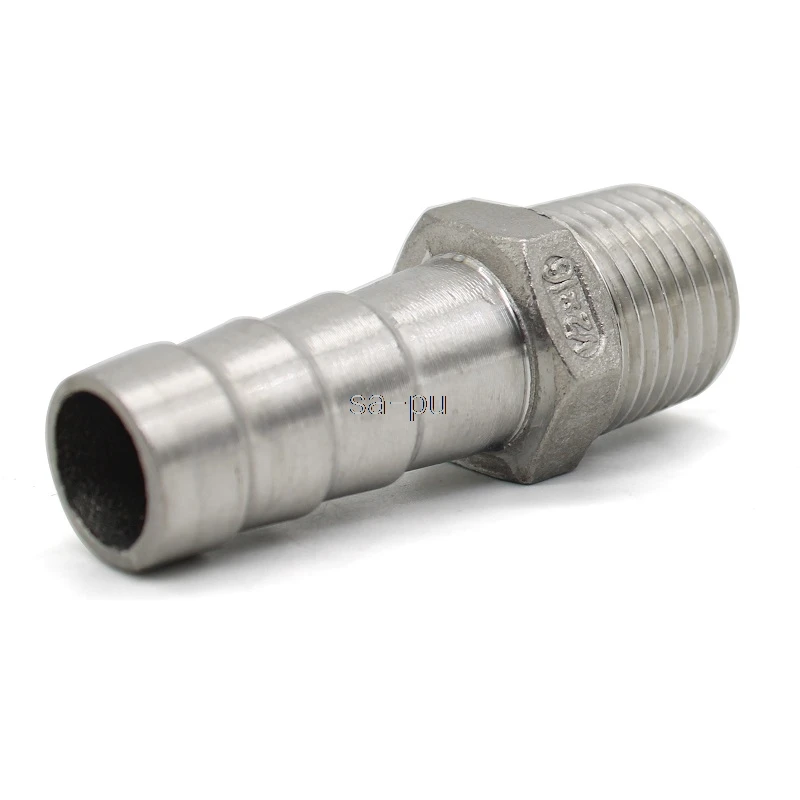 304 Stainless Steel BSP Male Thread Pipe Fitting x 6mm-50mm Barb Hose Tail Pagoda Coupling Connector 1/8" 1/4" 3/8" 1/2" 3/4" 2"