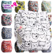 [Littles & Bloomz] Детские моющиеся многоразовые подгузники из настоящей ткани с карманом для подгузников, чехлы для подгузников, обертывание, костюмы для новорожденных и горшков, один размер, вставки для подгузников