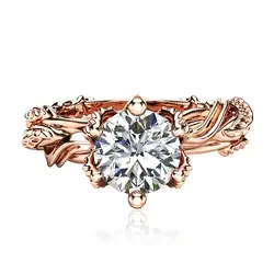 Высококачественный и изысканный лист цвета розовое золото гравировка, кубический цирконий женское кольцо модный бренд украшения для