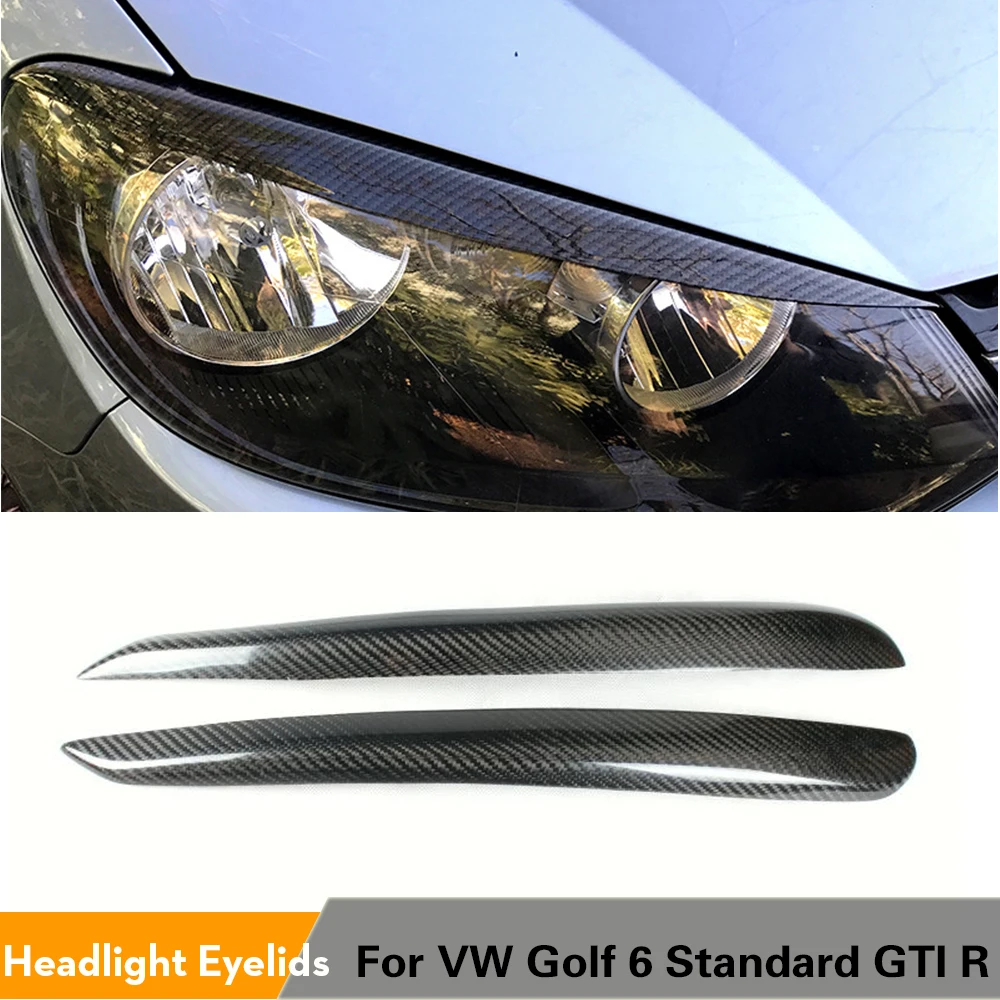 2PCS/set Carbon Fiber Front Headlight Covers Eyelids Eyebrows For VW