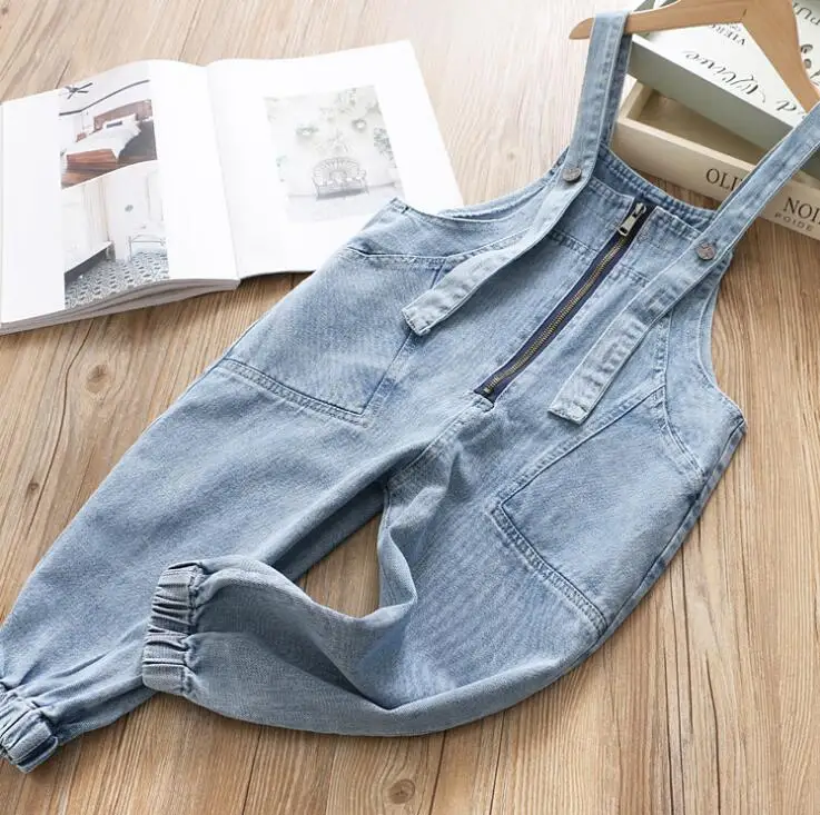 Новые стильные джинсовые комбинезоны для девочек модные штаны для девочек на весну-лето 3-8 лет, PP696
