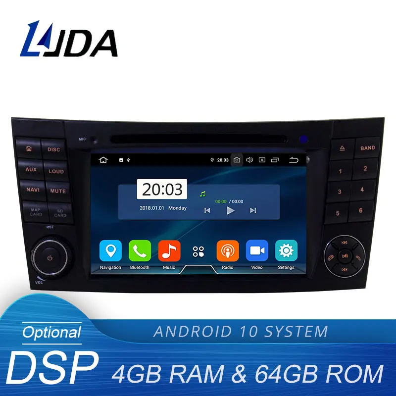 Автомобильный DVD-плеер LJDA Android 10 для Mercedes Benz E-Class W211 E200 E220 E300 E350 Wifi GPS стерео 2 Din