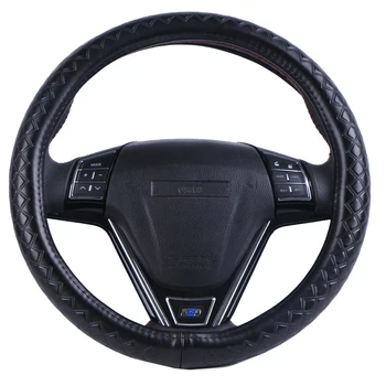 

General Purpose 38 Cm Car Steering Wheel Cover Genuine Leather Material Car Steering Cover Silicone Inner Ring Without Odor