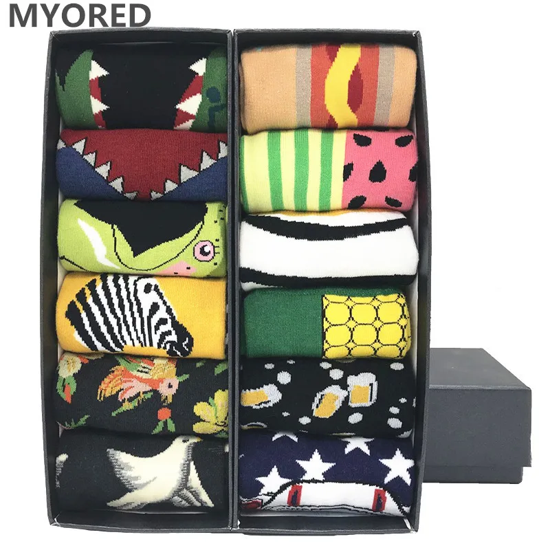 MYORED/12 пар/вечерние яркие женские носки новинка в горошек с рисунком кленового листа милые женские хлопковые забавные подарочные носки