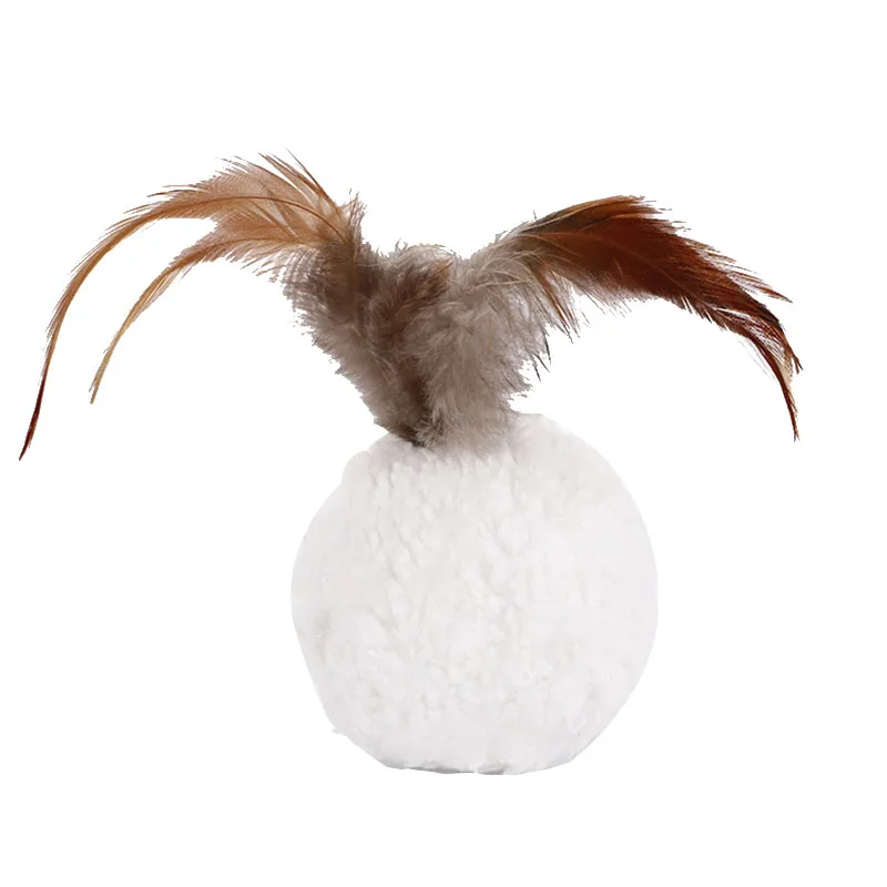 Funny Pet Toys Ball Feather Mint Toy Cat Teaser Playing Ball Interactive Training Toys AUG889