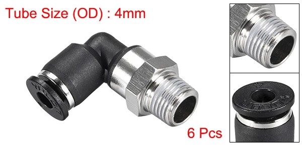 4mm X 1or8 NPT 6p Uxcell 3/4/6 шт. пуш-ап для подключения фитинги для труб мужской локоть пневматические пуш-ап соответствовать блокировки соединения фитинга Пластик металлическими вставками, цвета: черный - Цвет: 4mm X 1or8 NPT 6p