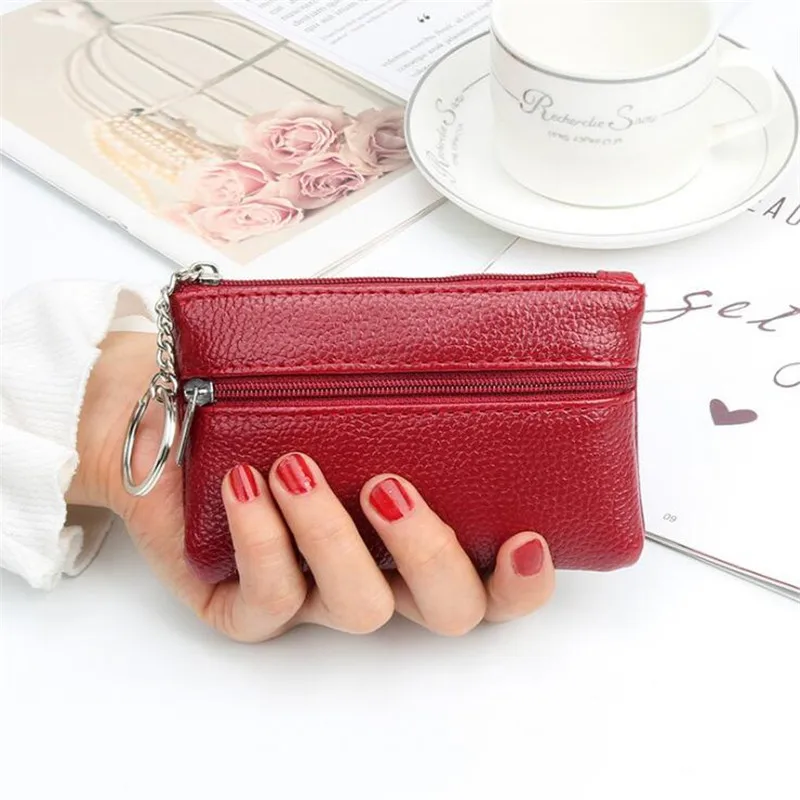 Portamonete in pelle PU portamonete da donna piccolo cambio portafogli tascabili portachiavi custodia Mini funzionale portafoglio con cerniera - immagine 6