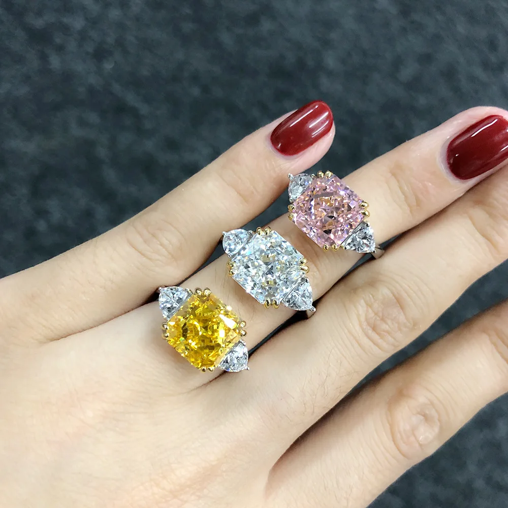

Luxury Flower cut 5ct Topaz Diamond Ring 100% Original 925 sterling silver Engagement Wedding band Rings for Women Fine Jewelry