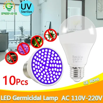 

10pcs UV Germicidal Light E27 GU10 led Bulb MR16 Disinfectant Lamp E14 LED UVC Light Bulb AC 220V 2835SMD LED Sterilizer Lamp