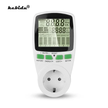 

kebidu EU Plug Digital LCD Socket Energy Electricity Power Meter Wattmeter Wattage Kwh Voltage Current Meter