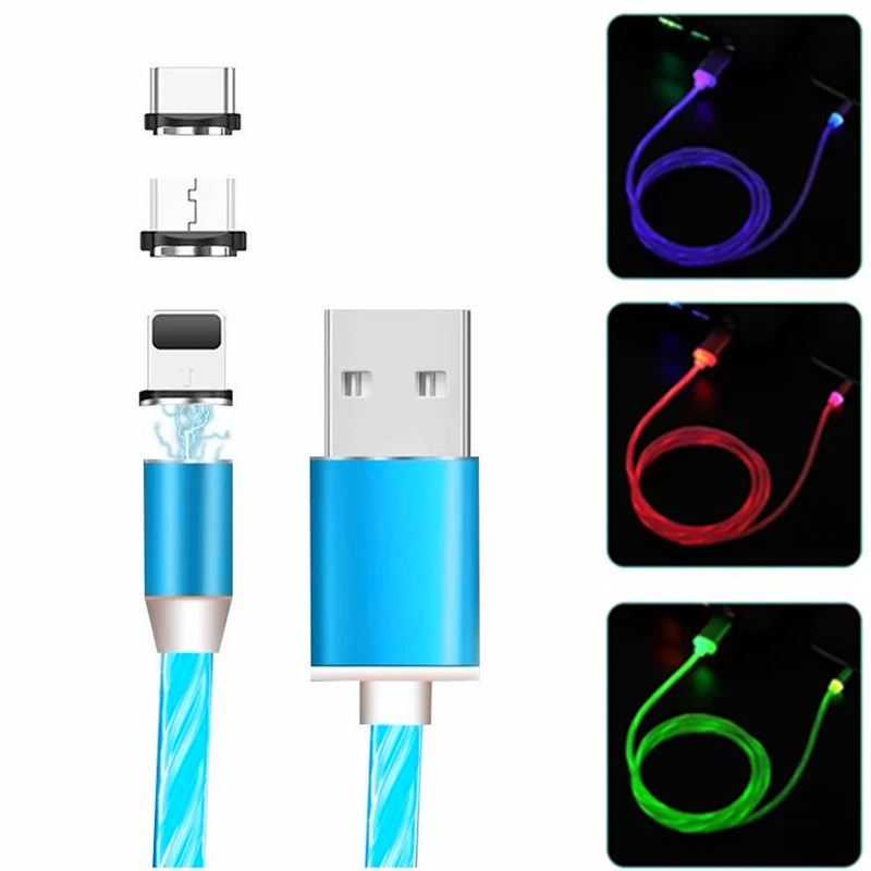 Магнитный светодиодный кабель Micro USB для XiaoMi Xiomi Mi 8 Lite 9 se RedMi 5A 6A 4A 4X S2 5 Plus Note 6 7 Pro