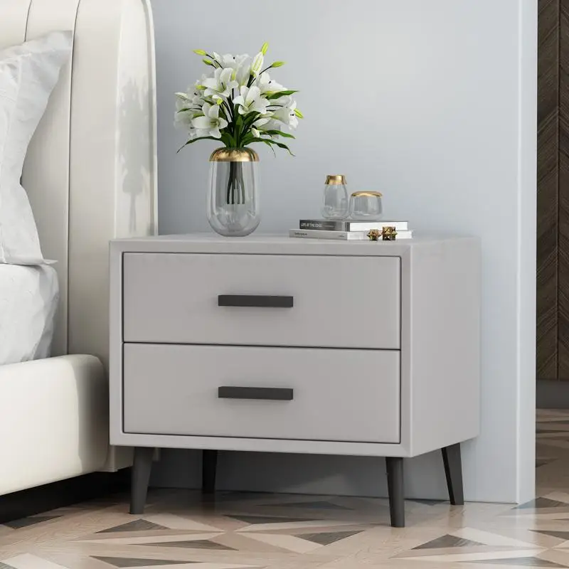 light grey bedside table