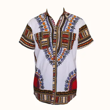 

2019 Short Sleeve New Design Traditional Print 100% Cotton Dashiki for Unisex turkey African Pocket Men women Shirt