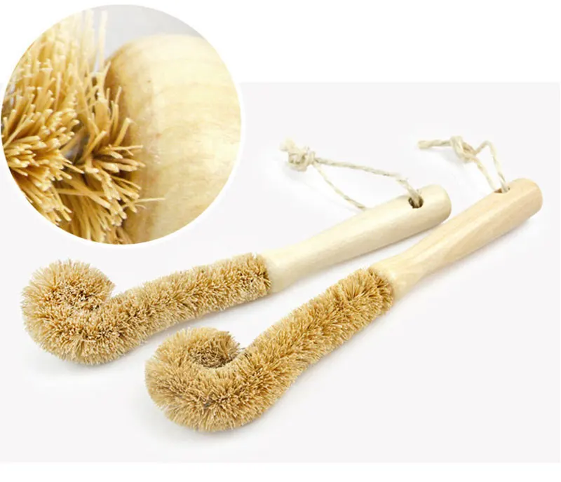 natural coir brush kitchen cleaning brush hemp fiber non-stick