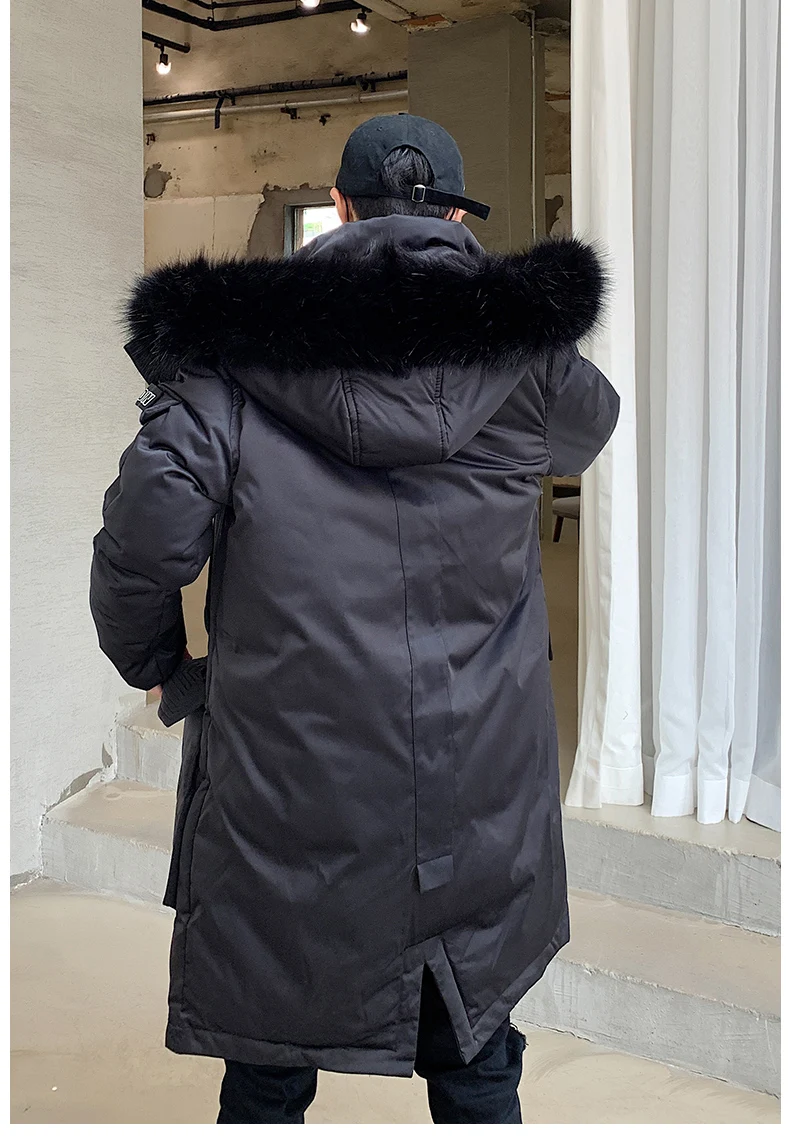 Модная зимняя мужская куртка с капюшоном, утолщенная теплая парка, длинное пальто, повседневное свободное Мужское пальто с хлопковой подкладкой размера плюс M-4XL