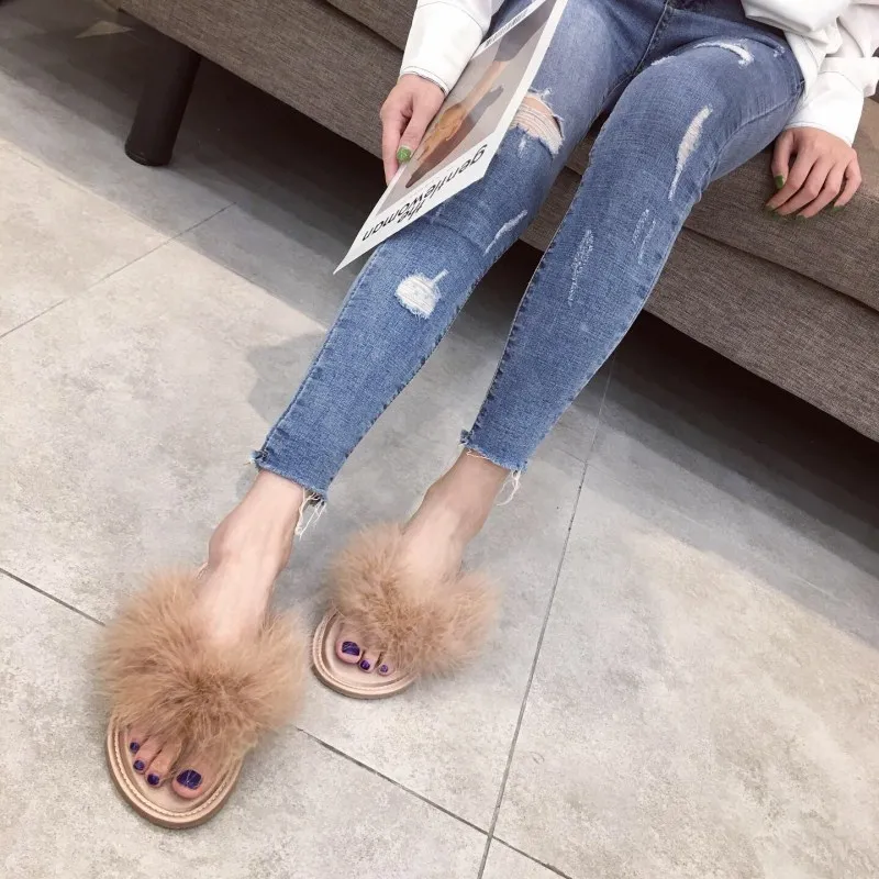 

Fashion South Korea INS Furry Flip-flops Women Shoes2019 New Style Slippers Women Shoes