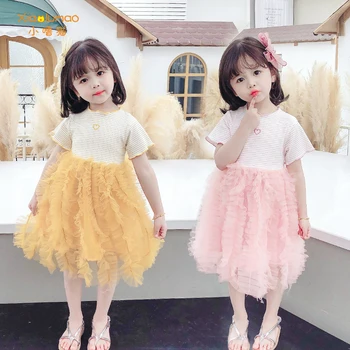 

Yellow dress for girls summer dress Chiffon bow-knot frocks cotton fashion2020 cute tiktok clothes wholesale clothing dropping