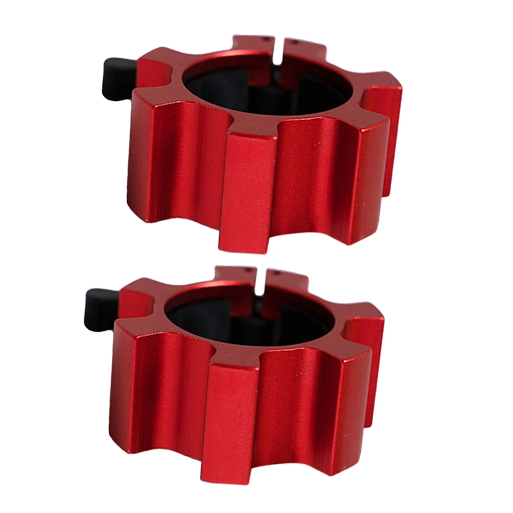 2pcs Solid Dumbbell Clamp Collars Barbell Spin Lock Gym Weight Bar Clip Red