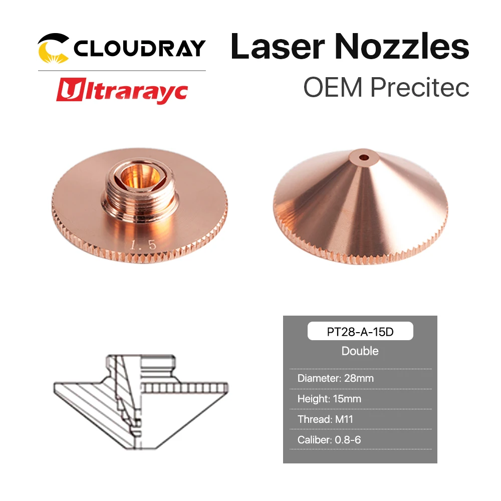 Ultrarayc Precitec WSX Cutting Head Laser Nozzle Single Double Chrome-plated Layers D28 Caliber 0.8-6.0mm